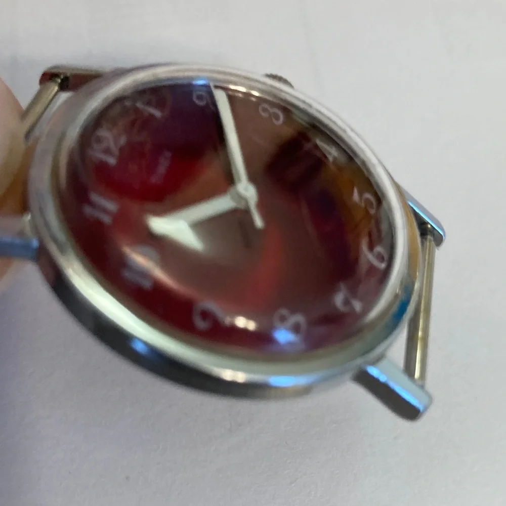 Vintage Timex Red dial watch, Parts or Restore, crown does not wind